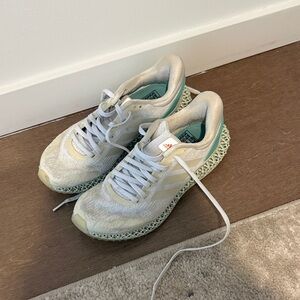 Adidas Women's Cream and Green Sneakers